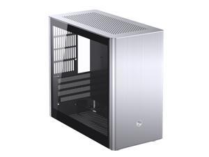 JONSBO V9 Gaming Computer Case Desktop PC Case Support ITX/M- ATX Motherboard Vertical Air Duct USB 3.0 *2 Temper Glass Panel Version-Silver (Accessories are not included)