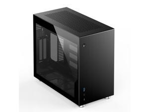 JONSBO V-10 Mini-ITX Gaming Computer Case Support ITX Motherboard Vertical Air Duct USB 3.0 *1  Temper Glass Panel Version-Black (Accessories are not included)