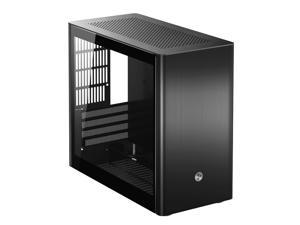 JONSBO V9 Gaming Computer Case Desktop PC Case Support ITX/M- ATX Motherboard Vertical Air Duct USB 3.0 *2 Temper Glass Panel Version-Black (Accessories are not included)