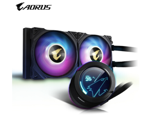 AORUS WATERFORCE X 240, 240mm Radiator, Dual 120mm Windforce PWM Fans, Fusion 2.0, Advanced RGB Lighting and Control.
