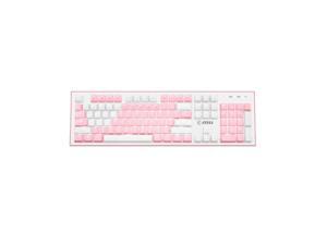 MSI GK50Z PIXEL RGB Gaming Keyboard, White Backlit  With RGB LED On Sides Illuminated 104 Keys Keyboard, Blue Switch, PBT keycap,For Windows PC Games (Pink)