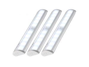 Kuled 10-led Wireless Motion Sensing Stick-on Anywhere Step LED Light Bar with Magnetic Strip, Pure White, 3-Pack