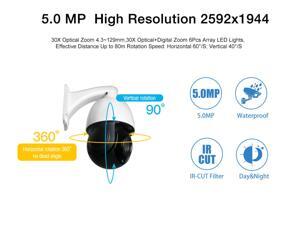 POE 30X Zoom PTZ IP Camera 5.0MP Outdoor Security Network P2P IR Night Vision   SP-PHD54FDM550AP+POE