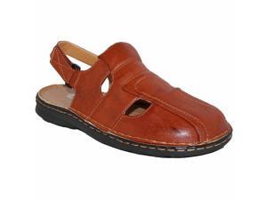 KRAZY SHOE ARTIST Burnished Brown Velcro Back Fisherman Sandal KRAZY SHOE ARTIST Burnished Brown Velcro Back Fisherman Sandal