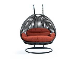 leisuremod wicker 2 person double folding hanging egg swing chair