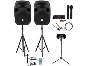 rockville power gig rpg122k all in one dj/pa package 2 12" dj/pa speakers 1000 watts peak power/250 watts rms with built in bluetooth, usb/sd player, fm tuner, speaker stands and a wired microphone rockville power gig rpg122k all in one dj/pa package 2 12" dj/pa speakers 1000 watts peak power/250 watts rms with built in bluetooth, usb/sd player, fm tuner, speaker stands and a wired microphone