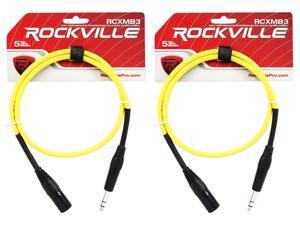 2 Rockville RCXMB3-Y Yellow 3' Male REAN XLR to 1/4'' TRS Balanced Cables 2 Rockville RCXMB3-Y Yellow 3' Male REAN XLR to 1/4'' TRS Balanced Cables