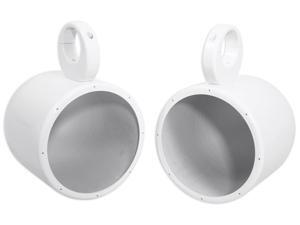 Pair Rockville MAC80W 7.7" White Aluminum Wakeboard Tower Speaker Pod Enclosures Pair Rockville MAC80W 7.7" White Aluminum Wakeboard Tower Speaker Pod Enclosures