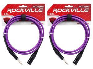 2 Rockville RCXMB6-P Purple 6' Male REAN XLR to 1/4'' TRS Balanced Cables 2 Rockville RCXMB6-P Purple 6' Male REAN XLR to 1/4'' TRS Balanced Cables