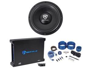 Rockville W12K6D4 V2 12" 2400 Watt Car Audio Subwoofer+Mono Amplifier+Amp Kit
