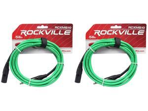 2 Rockville RCXMB10-G Green 10' Male REAN XLR to 1/4'' TRS Balanced Cables 2 Rockville RCXMB10-G Green 10' Male REAN XLR to 1/4'' TRS Balanced Cables
