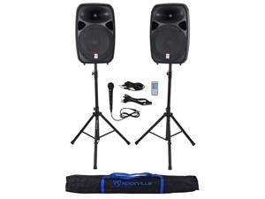 Rockville RPG152K Dual 15" Speakers w/ Bluetooth+Mic+Speaker Stands+Cables+Bag