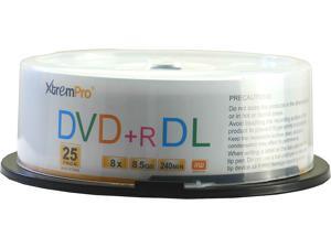 XtremPro DVD+R DL 8X 8.5GB 240Min Recordable Double Layer DVD 25 Pack Blank Discs in Spindle - 11047