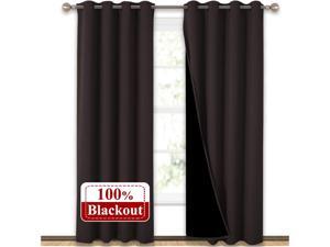 PANOVOUS Complete 100% Blackout Curtains, Thermal Insulated & Energy Efficiency Window Draperies with Black Liner, Noise Reducing Short Curtains for Kids Room (Brown, 42-inch W by 63-inch L, 2 Panels) PANOVOUS Complete 100% Blackout Curtains, Thermal Insulated & Energy Efficiency Window Draperies with Black Liner, Noise Reducing Short Curtains for Kids Room (Brown, 42-inch W by 63-inch L, 2 Panels)