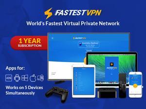 FastestVPN - 1 Year Plan (Limited Time Discount) VPN Apps for Windows, Mac, iOS, Android, Fire Stick – 5 devices