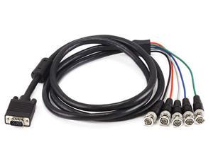 AYA 6Ft. (6 Feet) Coaxial HD15 VGA to 5 BNC RGBHV Male to Male Cable with Ferrites 28AWG, UL Listed VGA-5BNC-6 AYA 6Ft. (6 Feet) Coaxial HD15 VGA to 5 BNC RGBHV Male to Male Cable with Ferrites 28AWG, UL Listed VGA-5BNC-6