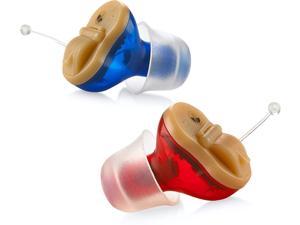 Premium Digital Hearing Amplifier - Invisible in Canal (CIC) in-Ear Mini Sound Enhancer Set, Near-Invisible, Noise Cancelling, Personal Sound Hearing Amplifier - Pair - MZ-21