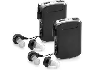 Rechargeable Personal Sound Amplifier - Pack of 2, Lightweight Compact Pocket Sounds Voice Enhancer Audio Hearing Device w/Background Noise Reduction Digital Hearing for Adults and Seniors