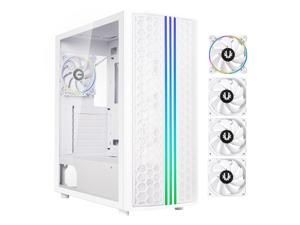 BitFenix Saber Mesh High Airflow ATX ARGB PC Gaming Case White GPU Support 380mm 240mm AIO Support at Top 4xFans PreInstalledTempered Glass 66 Controller ARGB LEDPWM System