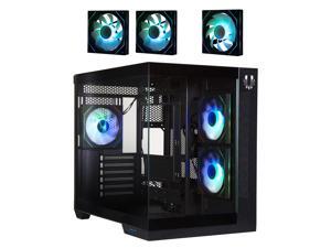 BitFenix Triton Dual Chamber PC Gaming Case Black-Panoramic Tempered Glass Reverse Connection mATX Motherboard Compatible3xInfinity Mirroring ARGB Fans(2X Reverse)-360mm AIO/GPU 420mm Support