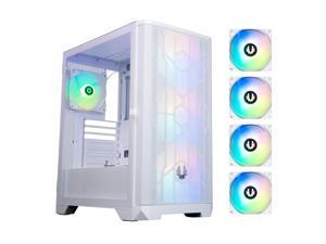 BitFenix NOVA MESH SE TG ARGB Edition Case, White Body/White Mesh, Tempered Glass Side Panel, ATX/Micro ATX/Mini ITX Form Factor, 4 x 3 pin 5V ARGB Fans Pre-installed, BFC-NSE-300-WWGKW-4A