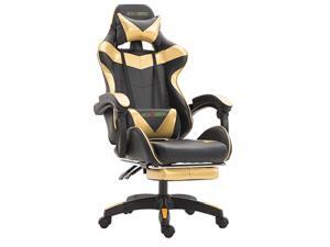 Wokossen Gaming Chair Racing Style Office Chair Adjustable Lumbar Cushion Swivel Rocker Recliner Leather High Back Ergonomic Computer Desk Chair with Retractable Footrest(Black/Gold) Wokossen Gaming Chair Racing Style Office Chair Adjustable Lumbar Cushion Swivel Rocker Recliner Leather High Back Ergonomic Computer Desk Chair with Retractable Footrest(Black/Gold)