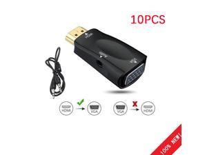 10PCS Gold-plated HDMI to VGA Converter Adapter with 3.5mm Audio Port Cable For PC, Laptop, DVD, Desktop, Ultrabook, Notebook, Intel Nuc, Macbook Pro, Chromebook, Roku Streaming Media Player etc