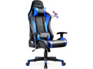 GTPLAYER Music Gaming Chair with Bluetooth Speakers【Patented】 Audio Racing Office Chair Heavy Duty 400lbs Ergonomic Multi-Function E-Sports Chair for Pro Gamer White 