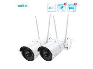 2pcs Reolink 5MP HD Outdoor 2.4G/5Ghz WiFi Camera RLC-510WA, Smart Human/Vehicle Detection, work with Google Assistant, Time-Lapse, 256GB Micro SD Storage (not Included) for 24/7 Recording