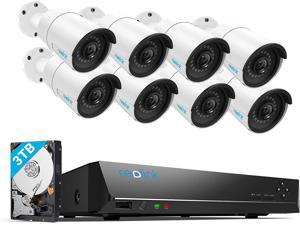 Reolink 16CH 5MP Home Security Camera System, 8pcs Wired 5MP Outdoor PoE IP Cameras with Person Vehicle Detection, 4K 16CH NVR with 3TB HDD for 24-7 Recording - RLK16-410B8-5MP