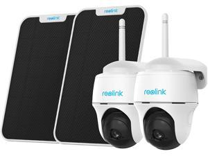 Reolink Argus PT Camera with Solar Panel Bundle (2 Packs) - 2.4/5GHz WiFi Wireless P&T  Security Camera System w/ Rechargeable Battery, Solar Powered, Smart Home/Cloud
