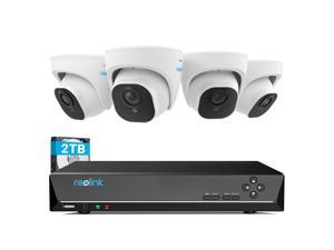 Reolink 4K Security Camera System, 4pcs H.265 4K PoE Security Cameras Wired with Basic Person Vehicle Detection, 8MP/4K 8CH NVR with 2TB HDD for 24-7 Recording, RLK8-800D4-A