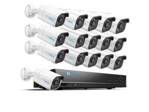 Reolink PoE Security Camera System Bundle, 16pcs 8MP Person/Vehicle Detection Smart Cameras, a 16CH NVR Pre-Installed with 4TB HDD (Include 8 x 18M Cat5 Cable)
