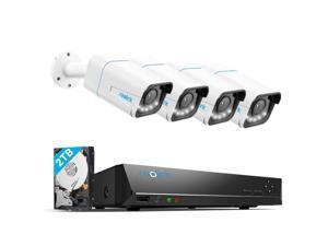 Reolink 24/7 Surveillance System Kit, 8 Ch 2TB NVR, Up to 12TB, Buddled with 4 pcs 4K /8MP Ultra HD RLC-811A, 5X Optical Zoom with 2-Way Talk, Human/Car Detection, Color Night Vision- RLK-8-811B4-A
