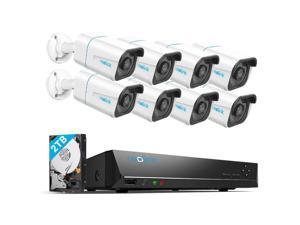 Reolink 8CH 4K Security Camera System, 8pcs 8MP Smart Person/Vehicle Detection Wired Outdoor PoE IP Cameras and 8CH 2TB HDD NVR for 24/7 Recording, Remote Access - RLK8-810B8-A