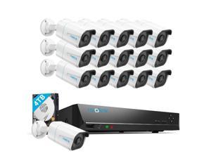 Reolink PoE Security Camera System Bundle, 16pcs 8MP Person/Vehicle Detection Smart PoE Cameras, a 16CH NVR Pre-Installed with 4TB HDD (Include 16 x 18M Cat5 Cable) - RLK16-810B16-A