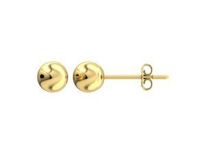 5mm 18K Solid Yellow Gold Round Ball Earrings Stud with Push Backs for Women, High Polished Ball Earring Studs