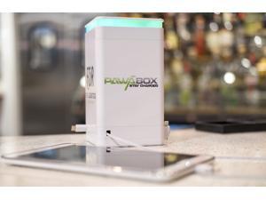 Pawa Box Power Bank 180 x 100 x 100 mm | 41600mAh/3.7V/154Wh | 6 charging outputs: 2 USB Type A +4retractable cords (Micro USB and iPhone twin output and Type C output) | 4 LED Lights