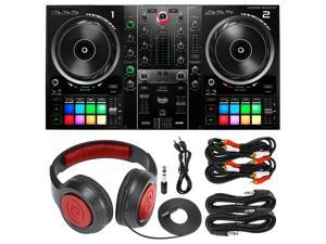Hercules DJControl Inpulse 500 DJ Software Controller with Samson SR360 Over-Ear Dynamic Stereo Headphones and Essential Cables