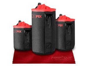 Xpix Deluxe Protector Neoprene DSLR Lens Pouch Kit (3 Pack) for Canon, Nikon, Pentax, Sony, Olympus, Panasonic, and More with Small, Medium, Large Pouches & Fibertique Cloth Xpix Deluxe Protector Neoprene DSLR Lens Pouch Kit (3 Pack) for Canon, Nikon, Pentax, Sony, Olympus, Panasonic, and More with Small, Medium, Large Pouches & Fibertique Cloth
