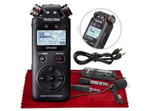 Tascam DR-05X Stereo Handheld Digital Audio Recorder with USB Audio Interface + XPIX Microphone + Basic Accessories Bundle