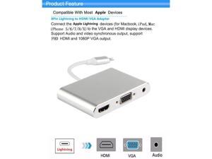 Lightning to Digital AV Multiport HDMI, VGA & Audio Adapter 1080p Full HD Video Output for iPhone/ iPad/ iPod and other Apple Devices