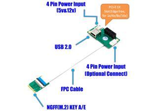NGFF (M.2) Key A/E to PCI-E Express X1+USB Riser Card with High Speed FPC Cable NGFF (M.2) Key A/E to PCI-E Express X1+USB Riser Card with High Speed FPC Cable