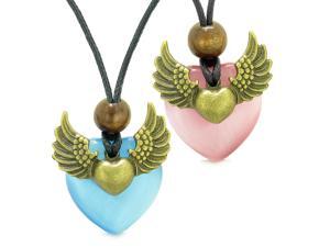 Large Lucky Charms Coin Donuts Positive Best Friends Sky Blue Purple Simulated Cats Eye Pendant Necklaces