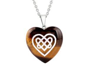 Amulet Ancient OM Ohm Egyptian Powers Protection Energy Tiger Eye Puffy Heart Pendant 22 Inch Necklace 