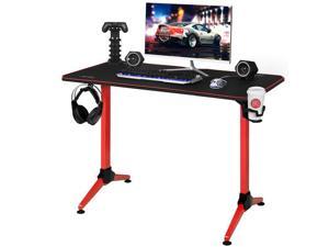 Furmax 43 Inch Gaming Desk Racing Style PC Computer Desk T-shaped Home Office with Desk Large Carbon Fiber Desktop, Cup Holder, Headphone Hook, Full Mouse Pad, and Gaming Handle Rack Furmax 43 Inch Gaming Desk Racing Style PC Computer Desk T-shaped Home Office with Desk Large Carbon Fiber Desktop, Cup Holder, Headphone Hook, Full Mouse Pad, and Gaming Handle Rack