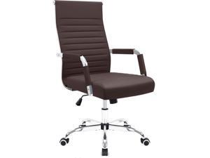 Furmax Ribbed Office Desk Chair Mid-Back PU Leather Executive Conference Task Chair Adjustable Swivel Chair with Arms (Brown) Furmax Ribbed Office Desk Chair Mid-Back PU Leather Executive Conference Task Chair Adjustable Swivel Chair with Arms (Brown)