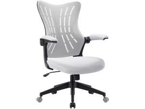 Furmax Office Desk Chair with Flip Up Arms, Mesh Mid Back Computer Chair Swivel Task Chair with Ergonomic Lumbar Support (White) Furmax Office Desk Chair with Flip Up Arms, Mesh Mid Back Computer Chair Swivel Task Chair with Ergonomic Lumbar Support (White)