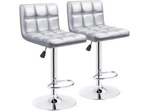 Furmax Bar Stools Modern PU Leather Swivel Adjustable Hydraulic Bar Stool Square Counter Height Stool Set of 2 (Silver) Furmax Bar Stools Modern PU Leather Swivel Adjustable Hydraulic Bar Stool Square Counter Height Stool Set of 2 (Silver)
