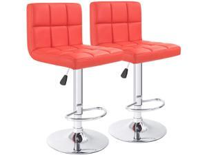 Furmax Bar Stools PU Leather Swivel Adjustable Hydraulic Bar Stool Square Counter Height Stool Modern Set of 2 (Red) Furmax Bar Stools PU Leather Swivel Adjustable Hydraulic Bar Stool Square Counter Height Stool Modern Set of 2 (Red)